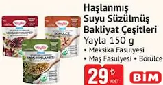 YAYLA HAŞLANMIŞ SUYU SÜZÜLMÜŞ BAKLİYAT ÇEŞİTLERİ 150 G fiyat ve kampanya bilgisi
